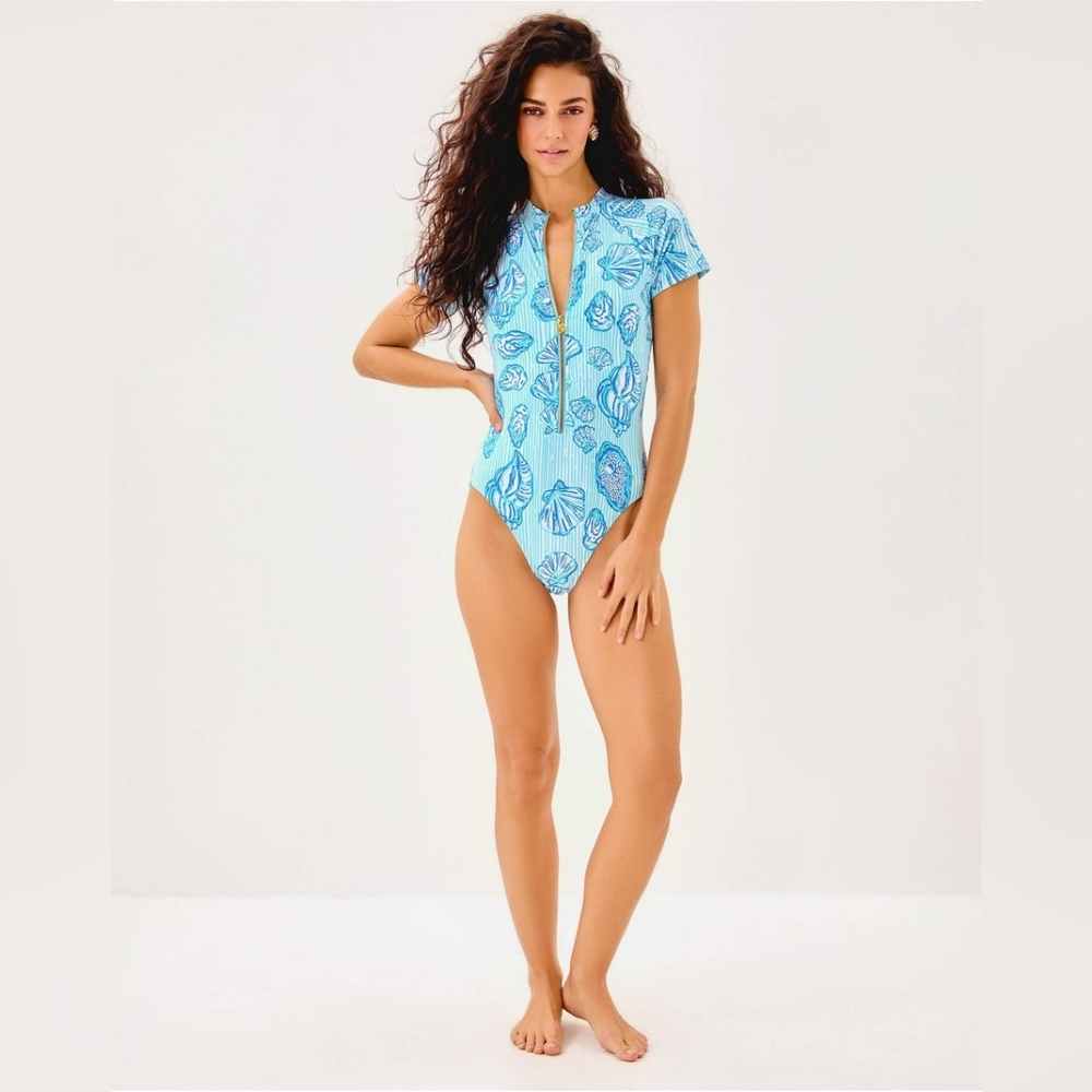 NWT Lilly Pulitzer Randee Short Sleeve Rashguard Swimsuit - Picture 4 of 10